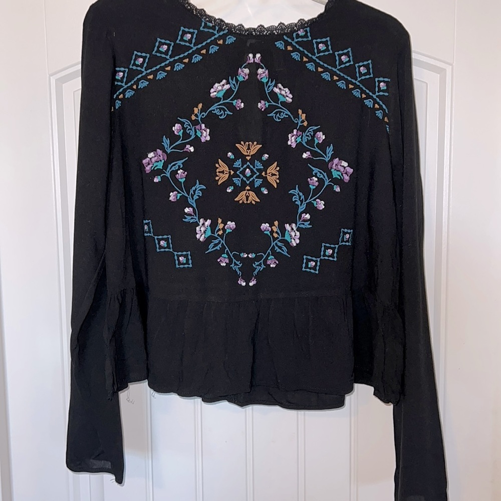 Black embroidered top